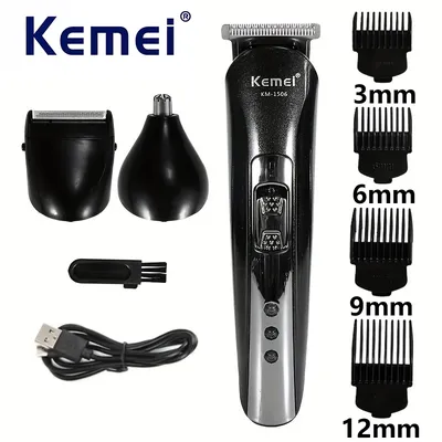 Kemei KM-1506 3 in 1 전기 면도기, USB 충전 헤어 트리머, 전기 충전식 코 전문 면도기